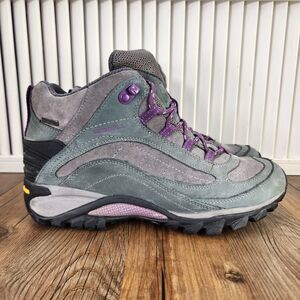 Merrell Siren Mid Waterproof Hiking Boots Womens 10 Granite Purple Vibram J21494